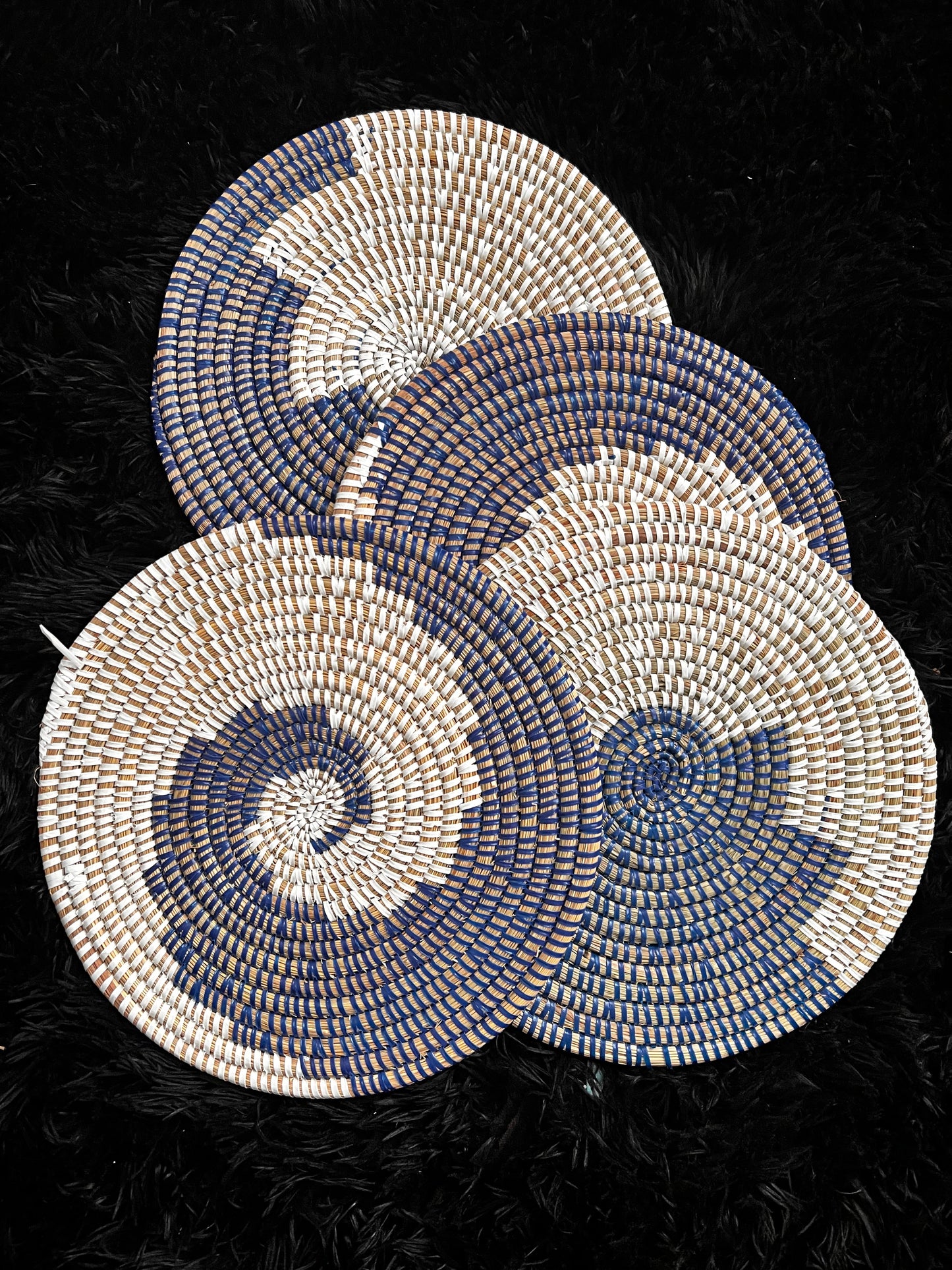 Blue Senegalese Boho Woven Placemats, Set Of 2