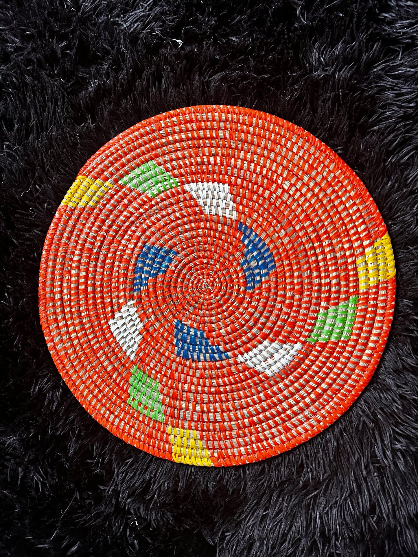 Colorful African Senegalese Boho Woven Seagrass Placemats/Hanging Wall Decor