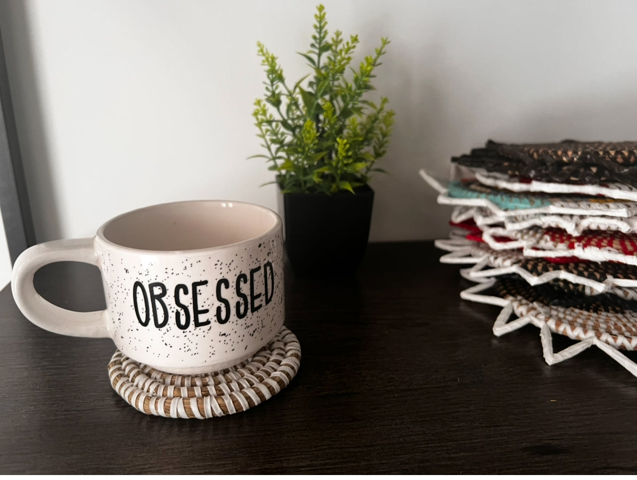 White Handmade Senegal Coasters SET OF 5