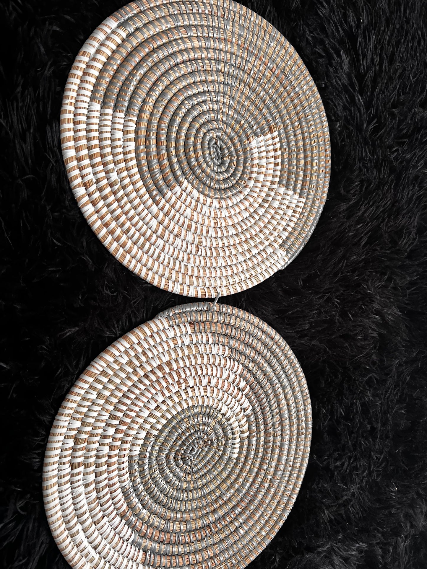 Grey Senegalese Boho Woven Placemats set of 2