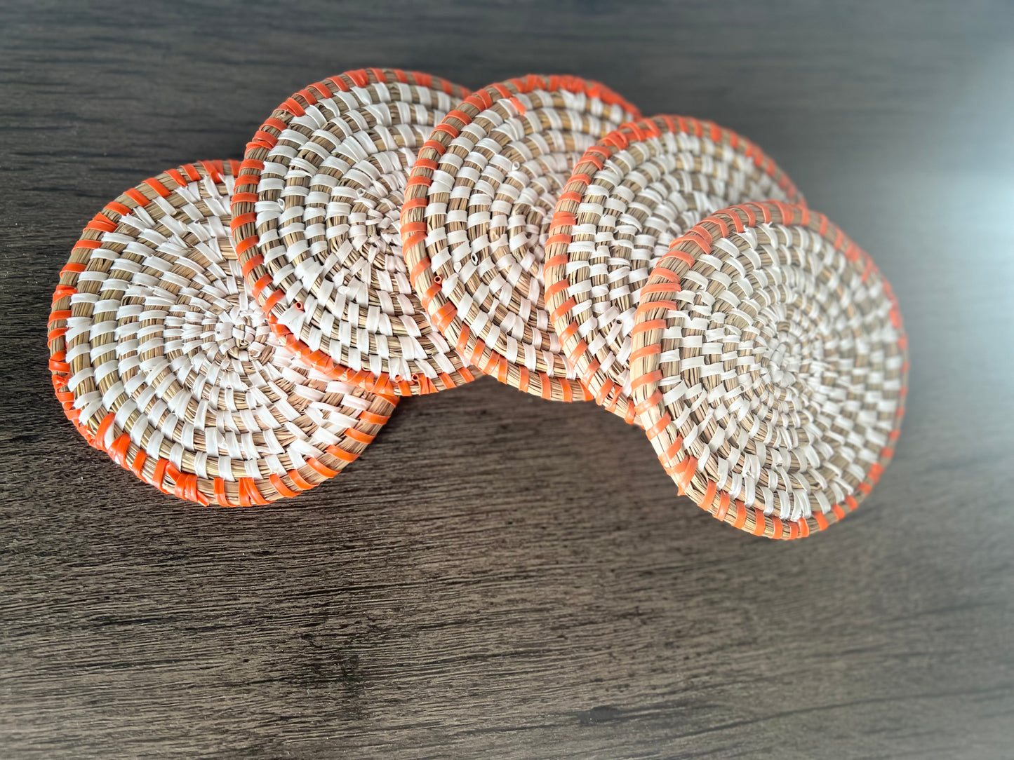Orange Handmade Senegal Coasters SET OF 5