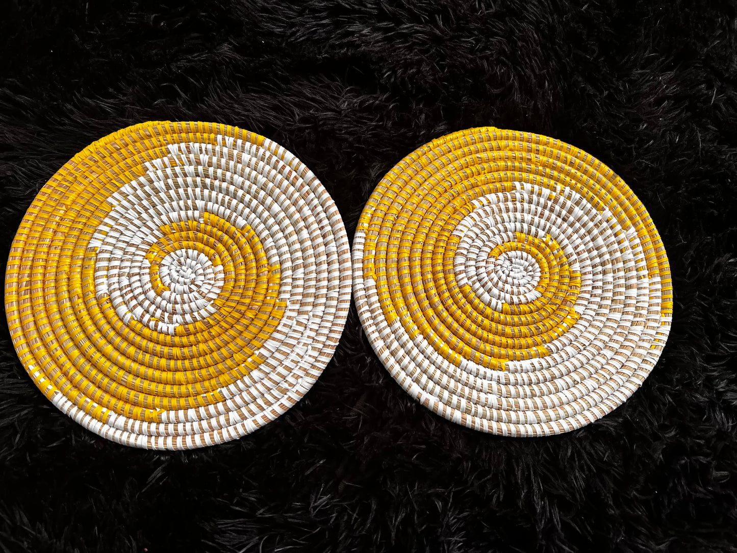 Yellow Senegalese Boho Woven Placemats, Set of 2