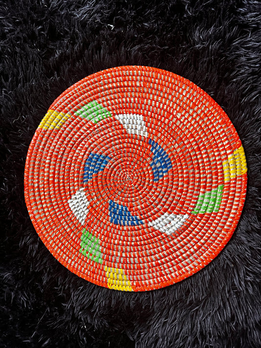 Colorful  African Senegalese Boho Woven Seagrass Placemats/Hanging Wall Decor